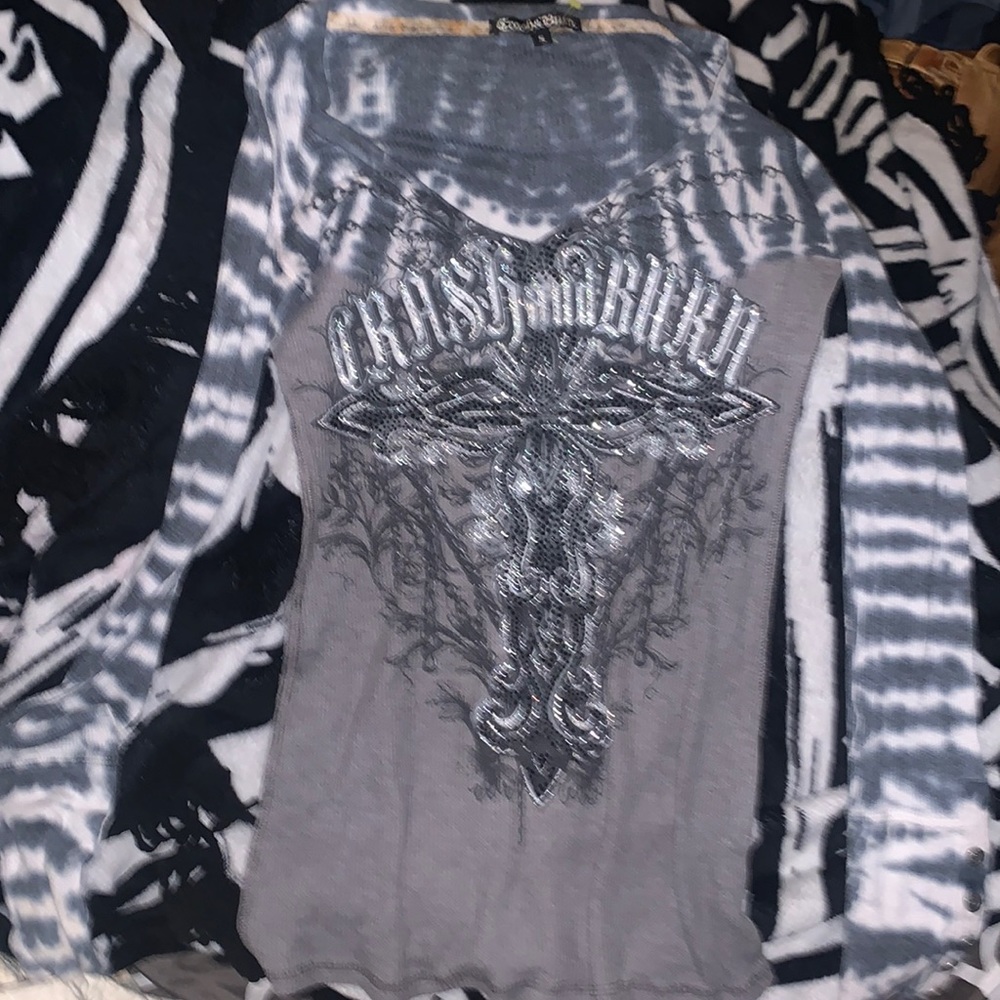 crash and burn bedazzled long sleeve